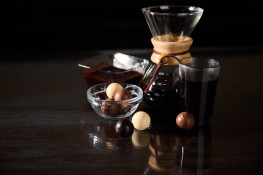 Elegant Coffee Brewing With Chocolates for World Chocolate Day Celebration photo