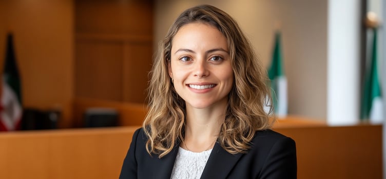 Professional portrait of a smiling woman in a business setting. photo