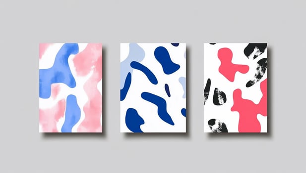 Abstract designs featuring colorful shapes on a neutral background. photo