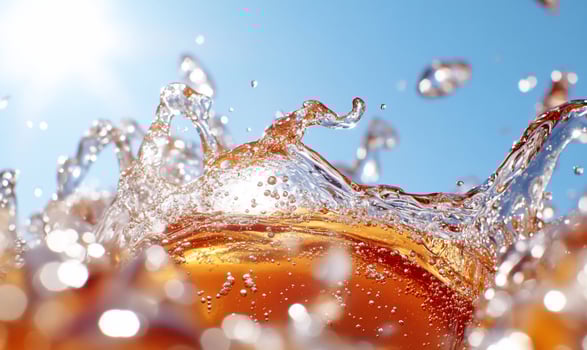 A close up of an orange being splashed with water photo