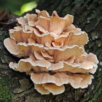 A mushroom growing on a tree photo