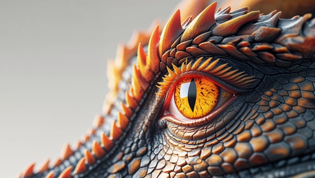 A close up image of a dragons fierce fiery eye photo