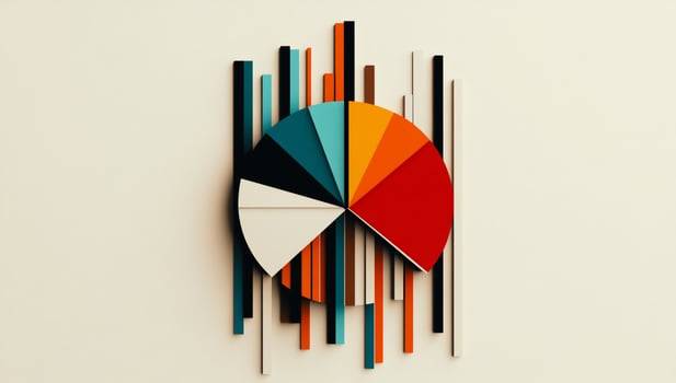 Colorful data visualization, pie chart and bar graph photo