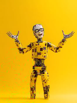 Cheerful Robotic Figure in Yellow photo