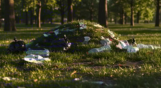 A pile of trash on the ground photo