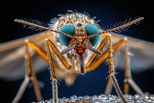 A close up of a mosquito with blue eyes photo