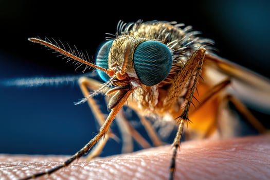 A close up of a fly on a human's finger photo