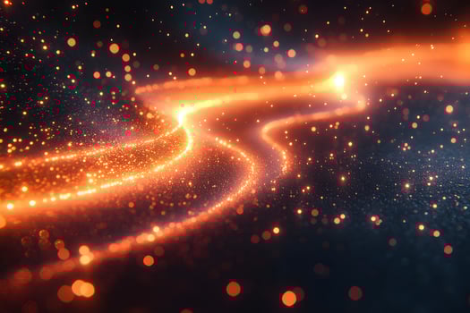 Futuristic Neon Light Trails with Abstract Particle Background for Creative Design photo