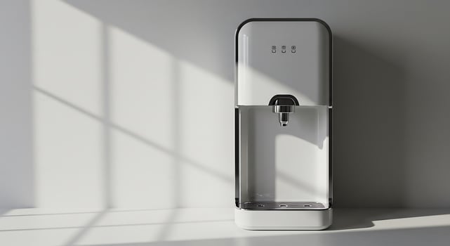 Sleek Modern Water Dispenser in a Sunlit Room photo