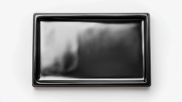 Sleek black empty picture frame on white background for modern interior design photo