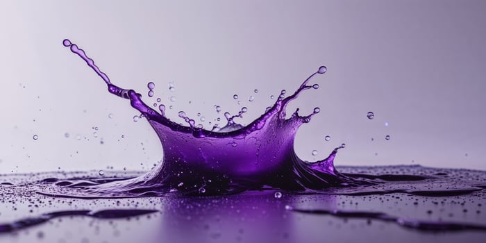 Stunning Purple Liquid Splash Abstract Art. photo