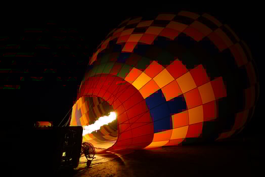 Fire in Hot Air Balloon in Cappadocia in Nevsehir, Turkiye photo