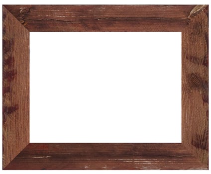 Empty wooden frame made of brown planks on isolated background photo