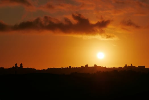 Colorful sunset at a Maspalomas dune, Gran Canaria island photo