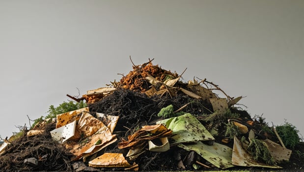 Compost Layers with Food Scraps and Organic Waste Decomposing. photo