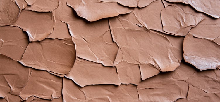 Textured surface of cracked brown clay resembling natural formations. photo