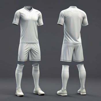 White soccer uniform with white socks and shoes photo