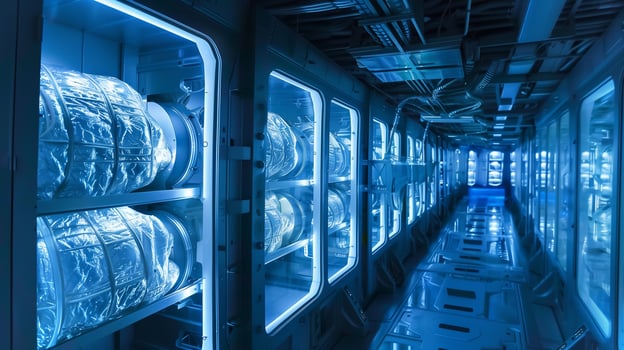 This High-tech cryogenic chambers demonstrate advanced preservation for future exploration. photo