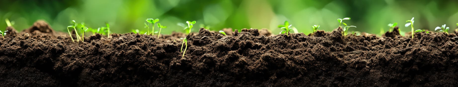 New seedlings emerge from rich soil in springtime photo