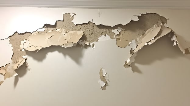 Severe Water Damage Peeling Paint Interior Wall Ceiling Repair Needed Home Inspection Real Estate photo