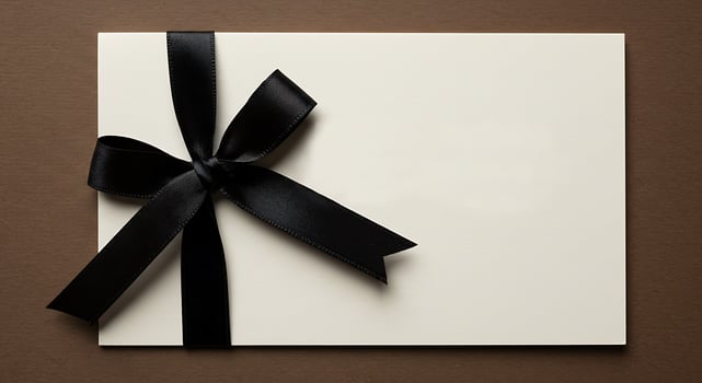 Elegant Blank Card with Black Ribbon Bow photo