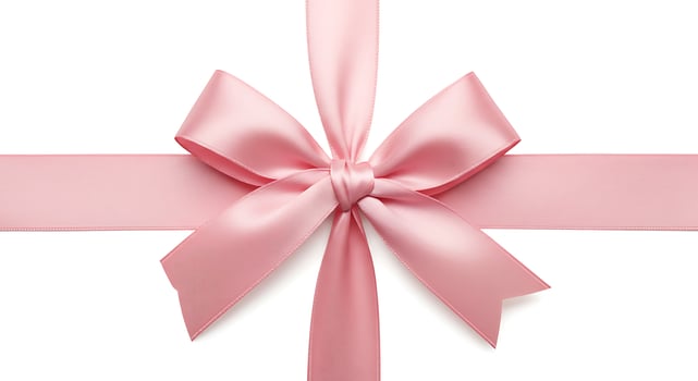 Pink Satin Bow and Ribbon Centered on White Background Festive Design photo