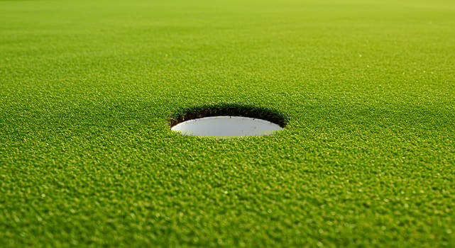 Golf Hole on Green Field Perspective View for Sport photo