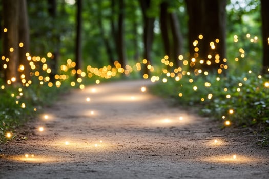 A path with lights in the forest photo