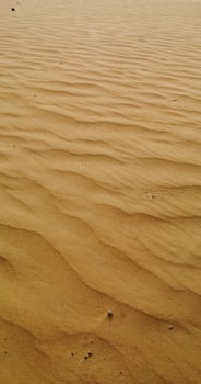 Top view of the sandy waves of the desert. The wind carries fine sandy dust. No people. Sand patterns. 4k , red komodo photo