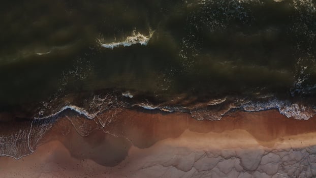 Aerial view of the beach and ocean photo