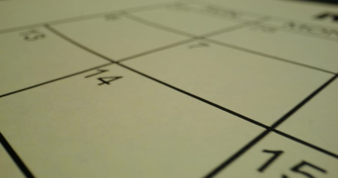 A calendar with a black and white image photo