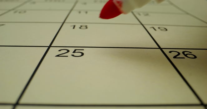 A red marker is pointing to a calendar photo