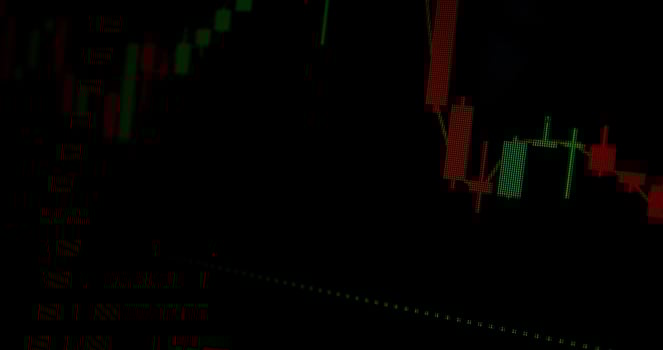 Close-up of a computer screen during electronic trading. Quick change of schedules - during photo