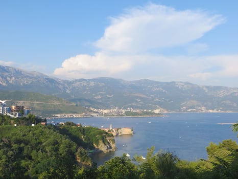 A picturesque island covered in green vegetation, located in the blue waters of the Adriatic Se photo