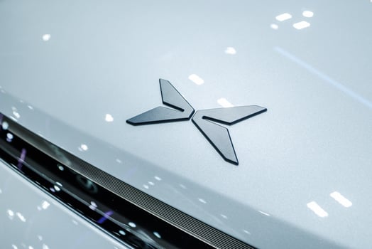 Guangzhou Xiaopeng, Motors Technology closeup EV car brand XPeng in Thailand Motor EXPO. 26 March 2025, Bangkok, Thailand photo