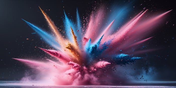 Explosive Colorful Powder Burst in Motion on Dark Background. photo