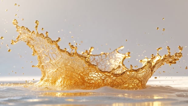 Stunning Golden Liquid Splash Abstract Art. photo