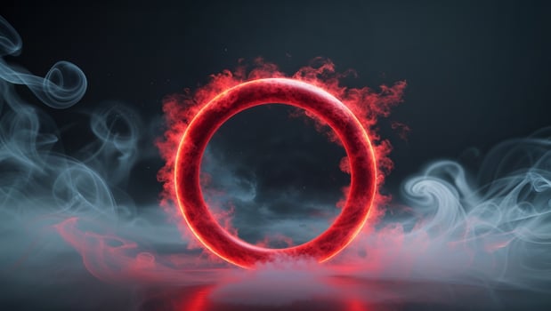 Glowing Red Ring in Dark Space with Smoke photo