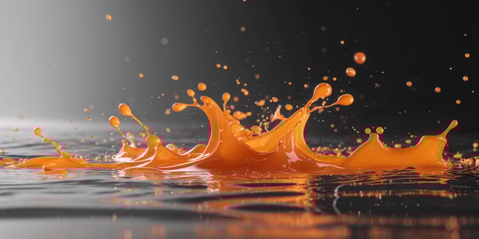 Orange Liquid Splash on Black Background photo