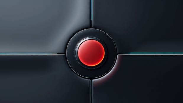 Glowing Red Button on Dark Futuristic Interface photo