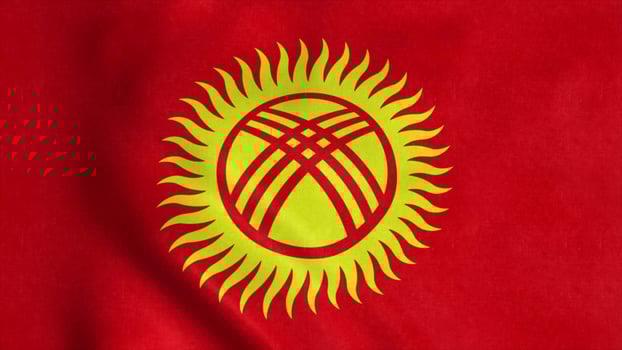 Kyrgyzstan flag waving in the wind, background. 3d illustration photo