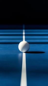 A white egg on a blue tennis court photo