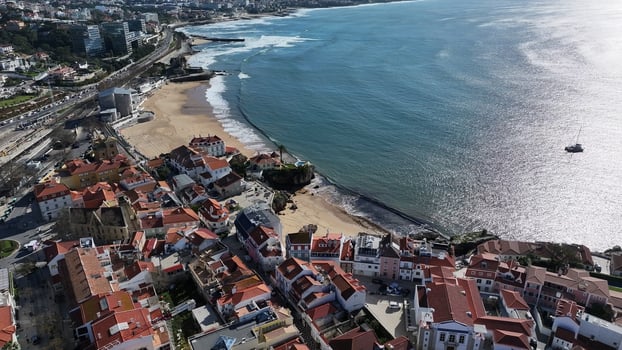 Landmark Cascais Skyline in Cascais Lisbon District in Portugal.. Fortress Sky Clouds. photo