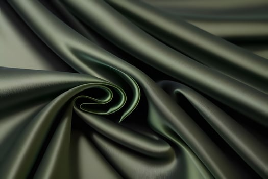 Elegant Draped Dark Green Satin Fabric with a Luxurious Texture photo