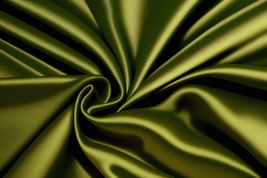 Olive green satin fabric features a luxurious texture with swirls, making it an ideal choice for backgrounds and draping. photo