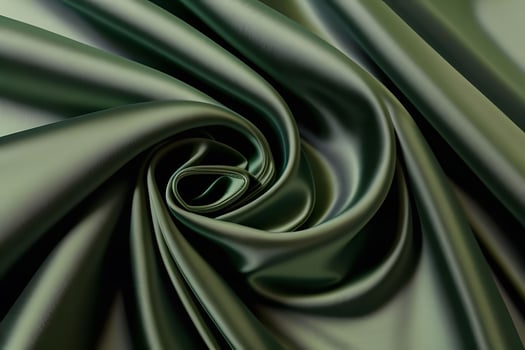 Elegant Dark Green Satin Fabric Draped Swirls photo
