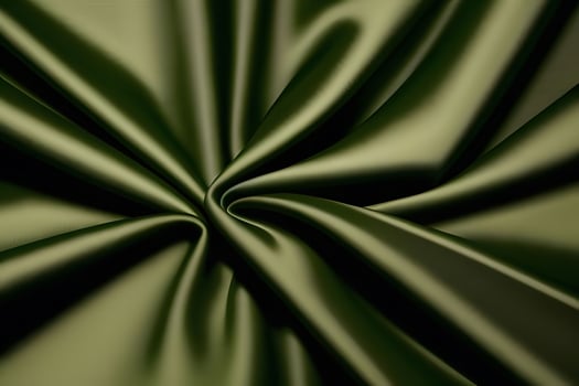 Elegant Draped Olive Green Silk Fabric Texture Background.. photo