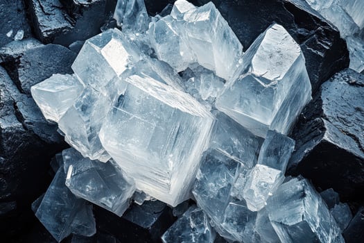 Crystal quartz crystals are shown in this image photo