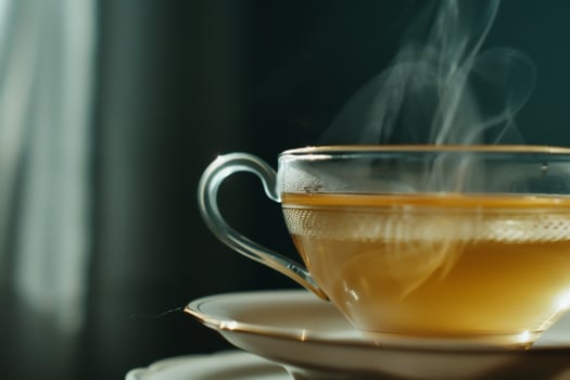 A cup of tea with steam coming out of it photo