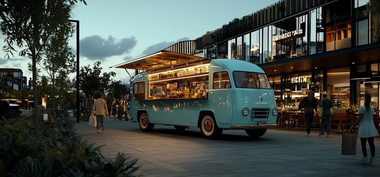 Retro Food Truck in Urban Setting photo